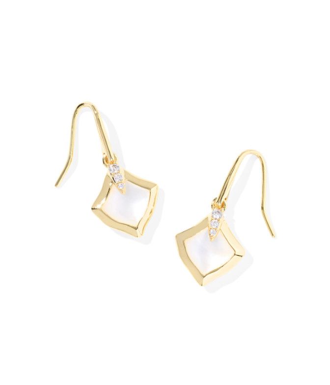 The Joelle Small Drop Earrings in Gold Ivory Mother of Pearl