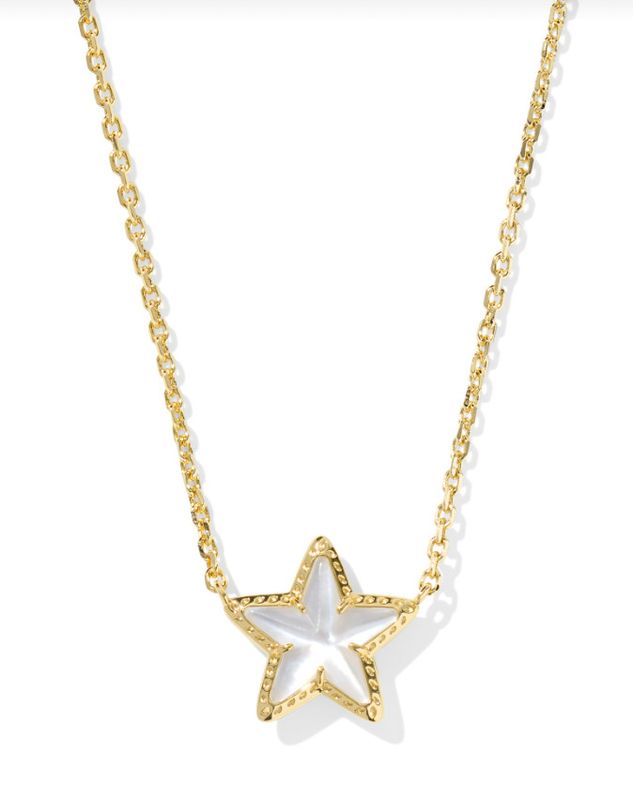 The Cassidy Short Pendant Necklace in Gold Ivory Mother of Pearl