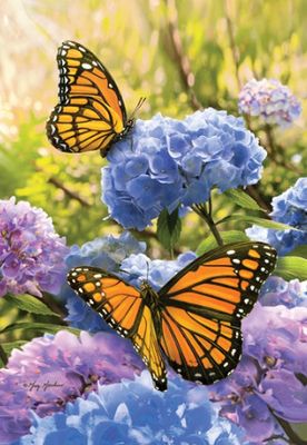 Monarch Hydrangeas Garden Flag