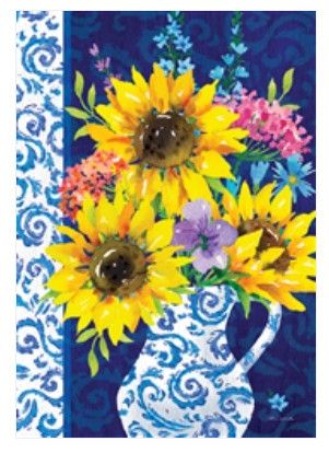 Sunflower Chinoiserie Garden Flag