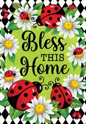 Ladybug Diamonds Garden Flag