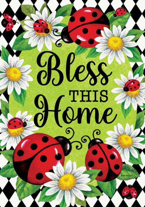 Ladybug Diamonds Garden Flag