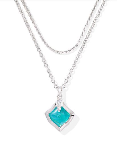 The Joelle Multistrand Necklace Silver Bright Aqua Illusion