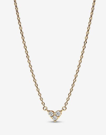 PANDORA™ Triple Stone Heart 14K Gold Plated Necklace