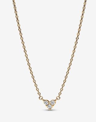 PANDORA™ Triple Stone Heart 14K Gold Plated Necklace