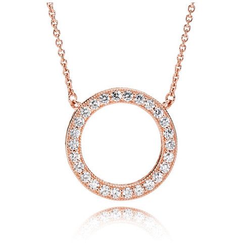 PANDORA™ Rose Gold Hearts of Pandora Halo Necklace