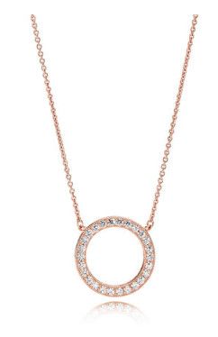 PANDORA™ Rose Gold Hearts of Pandora Halo Necklace, Size: 45