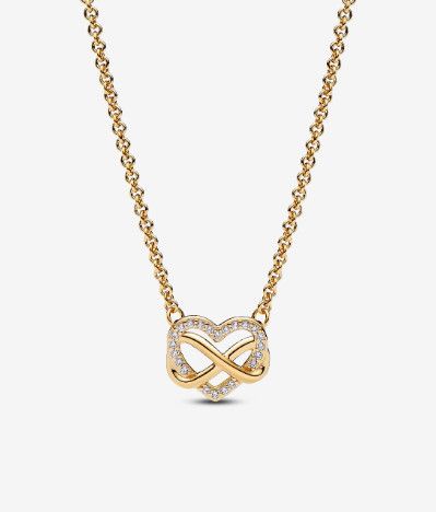 PANDORA™ Sparkling Infinity Heart Collier Necklace 14k Gold Plating