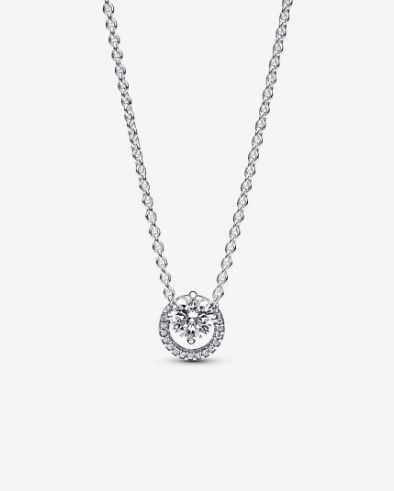 PANDORA™ Sparkling Round Halo Pendant Collier Necklace Sterling Silver
