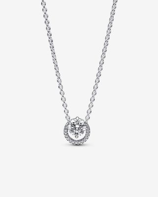 PANDORA™ Sparkling Round Halo Pendant Collier Necklace Sterling Silver