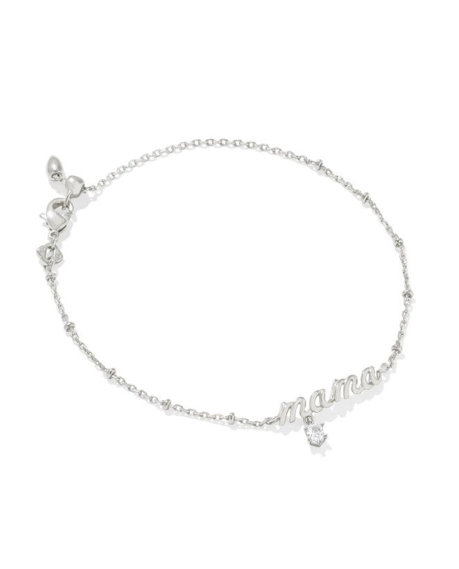 The Mama Crystal Delicate Chain Bracelet, Color: Silver