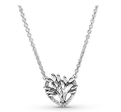 PANDORA™ Heart Family Tree Clear CZ Necklace Sterling Silver