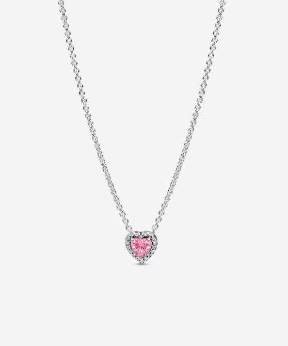 PANDORA™ Pink Elevated Heart Necklace Sterling Silver