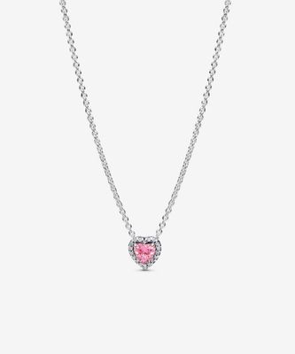 PANDORA™ Pink Elevated Heart Necklace Sterling Silver