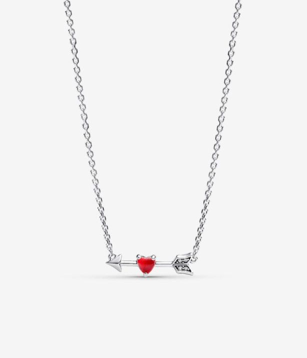 PANDORA™ Arrow + Murano Glass Heart Necklace Sterling Silver