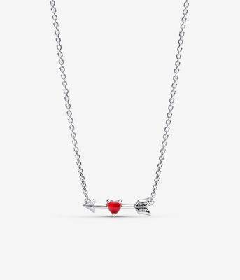 PANDORA™ Arrow + Murano Glass Heart Necklace Sterling Silver