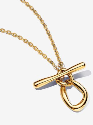 PANDORA™ Organically Shaped Circles T-bar Necklace 14k Gold Plating