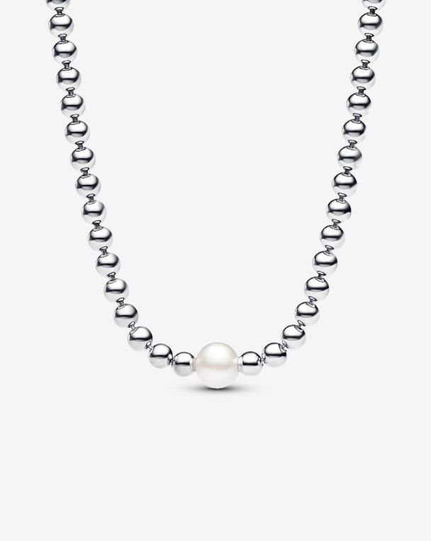 PANDORA™ Treated Freshwater Cultured Pearl + Beads Collier Sterling Silver Necklace