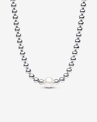 PANDORA™ Treated Freshwater Cultured Pearl + Beads Collier Sterling Silver Necklace