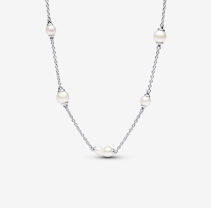 PANDORA™ Treated Freshwater Cultured Pearl Station Chain Necklace Sterling Silver