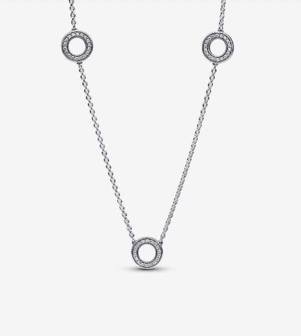 PANDORA™ Pave Circles Chain Necklace Sterling Silver