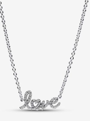 PANDORA™ Sparkling Handwritten LOVE Collier Necklace Sterling Silver