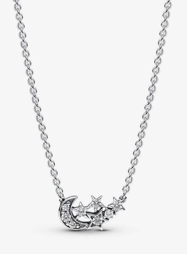 PANDORA™ Sparkling Moon + Star Collier Necklace Sterling Silver