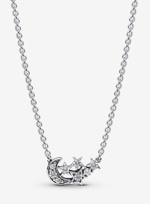 PANDORA™ Sparkling Moon + Star Collier Necklace Sterling Silver