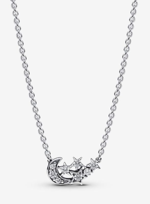 PANDORA™ Sparkling Moon + Star Collier Necklace Sterling Silver