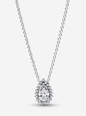 PANDORA™ Sparkling Pear Halo Silver Necklace