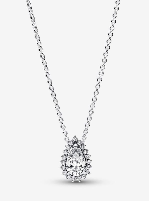 PANDORA™ Sparkling Pear Halo Silver Necklace