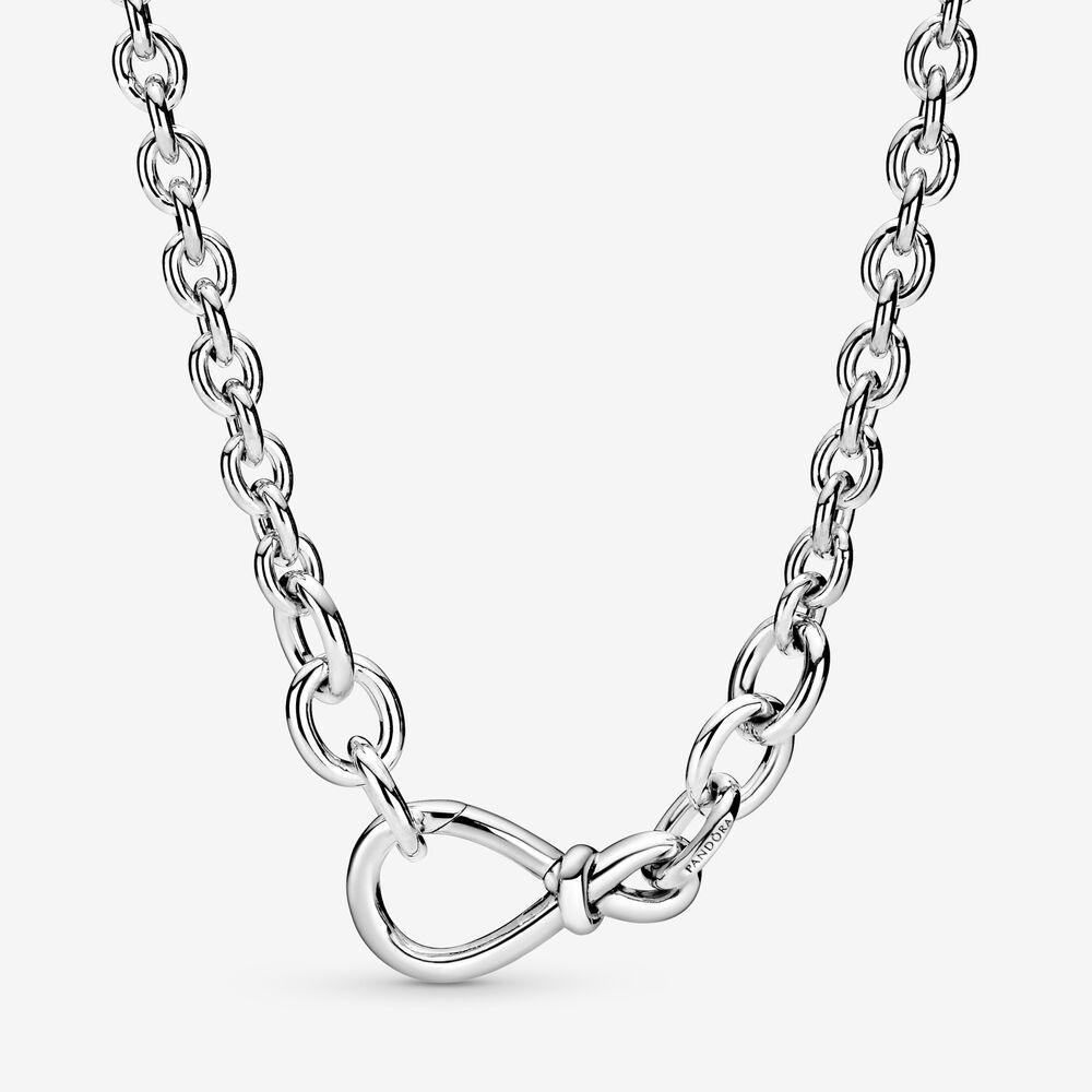 PANDORA™ Sterling Silver Chunky Infinity Knot Necklace, Size: 50