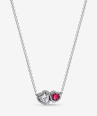 PANDORA™ Halo Hearts Pendant Necklace Sterling Silver