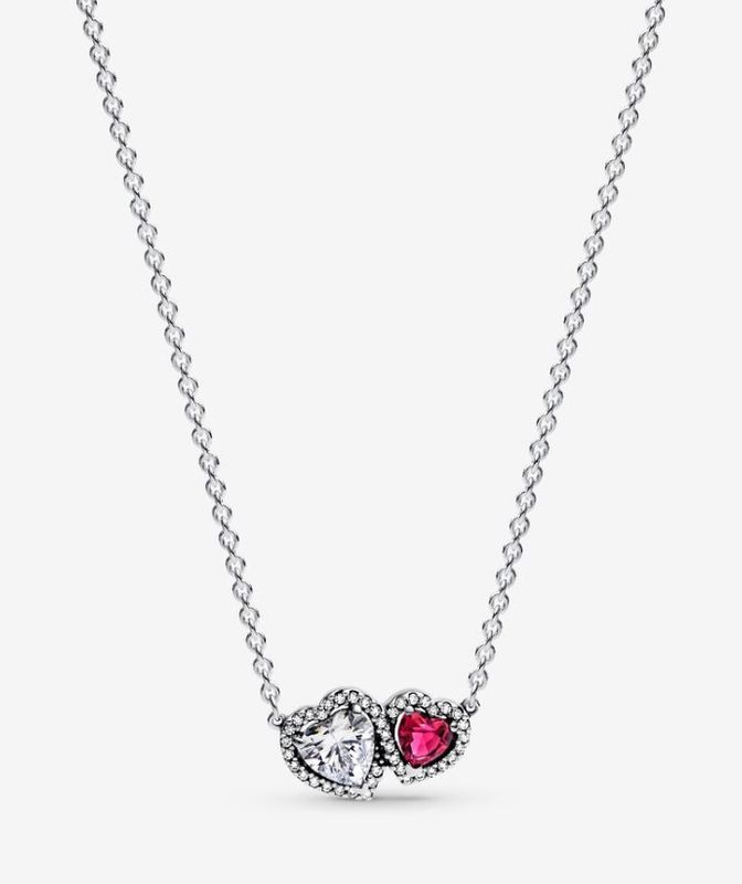 PANDORA™ Halo Hearts Pendant Necklace Sterling Silver