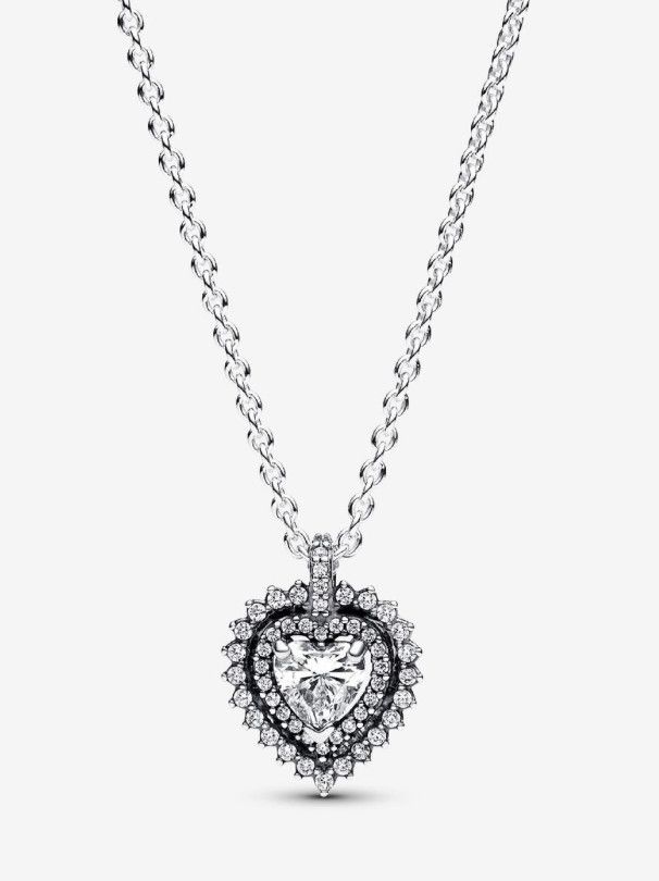PANDORA™ Sparkling Heart Halo Pendant Sterling Silver Necklace