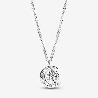 PANDORA™ Crescent Moon Sterling Silver Pendant Necklace