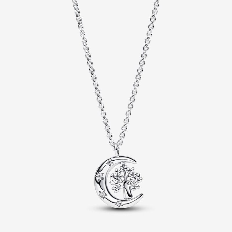 PANDORA™ Crescent Moon Sterling Silver Pendant Necklace
