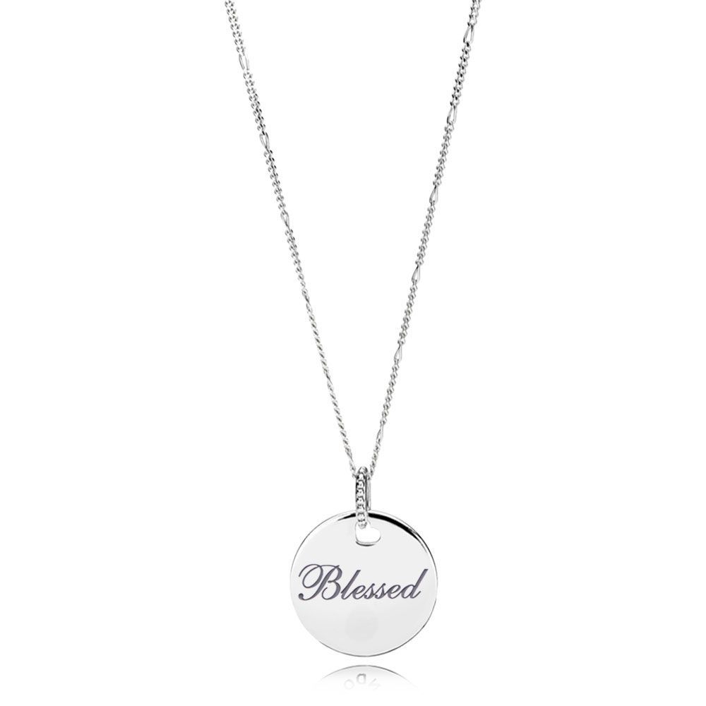 PANDORA™ Blessed Disc Pendant and Chain Sterling Silver Necklace, Size: 60