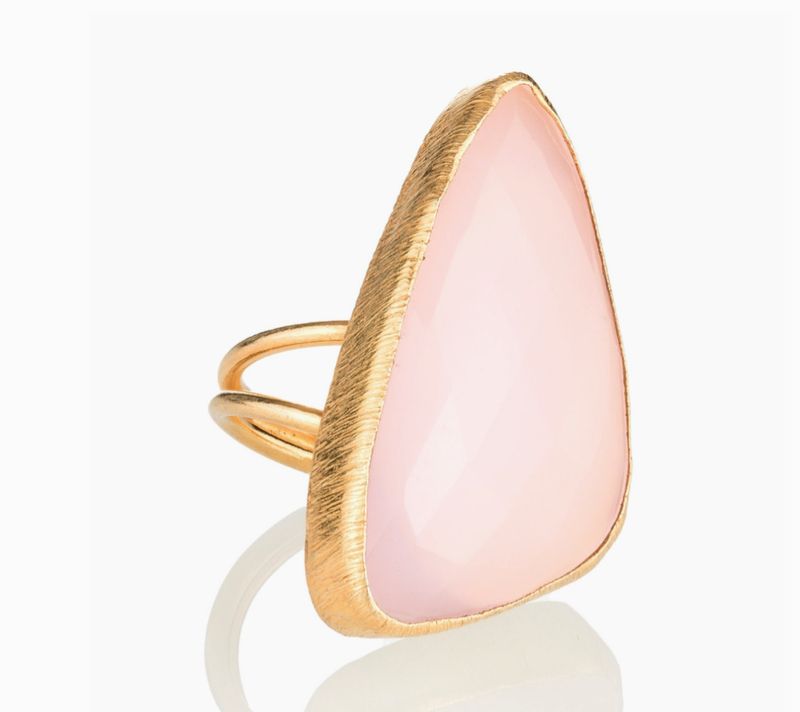 Large Rose Quartz Adjustable Gemstone Ring
