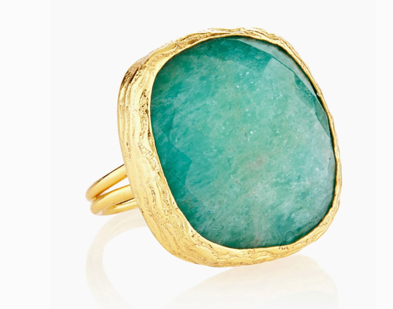 Large Square Amazonite Adjustable Gemstone Ring