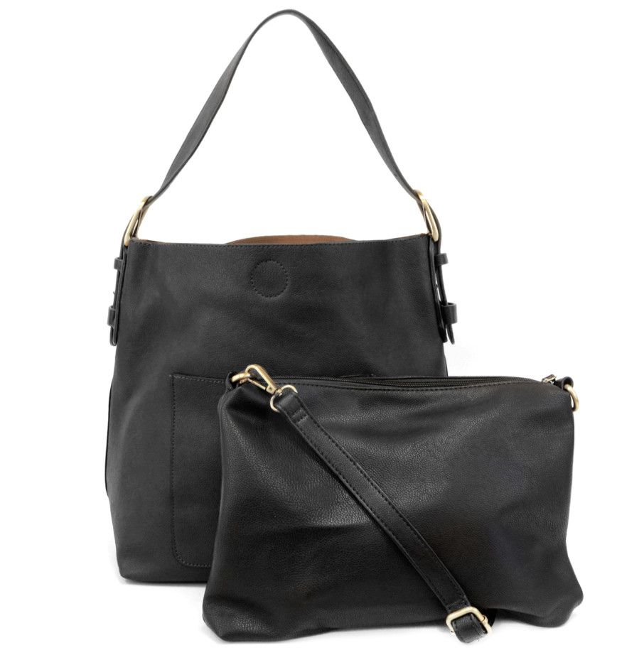 Hobo Handbag Black Handle, Color: Black
