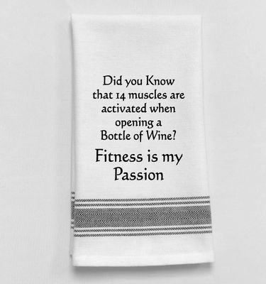 Did You Know 14 Muscles Black Lined Trim Tea Towel