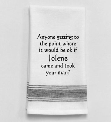 Anyone Getting to the Point Black Lined Trim Tea Towel