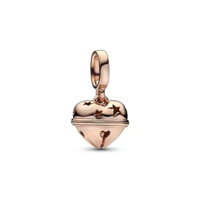 PANDORA™ Festive Heart Bell 14K Rose Gold Plated Dangle Charm