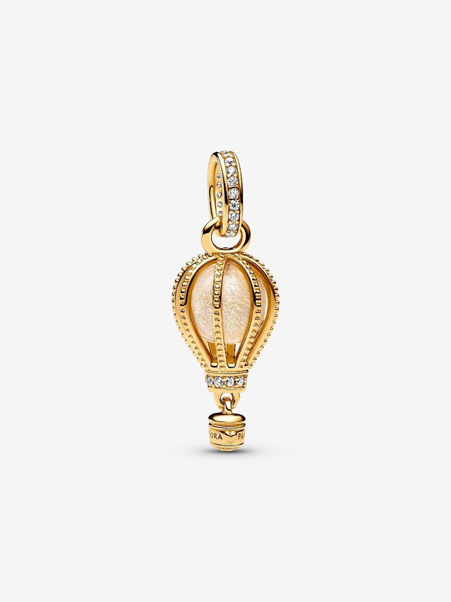 PANDORA™ Sparkling Clear Murano Hot Air Balloon 14K Gold Plated Dangle Charm