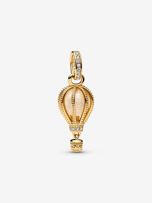 PANDORA™ Sparkling Clear Murano Hot Air Balloon 14K Gold Plated Dangle Charm