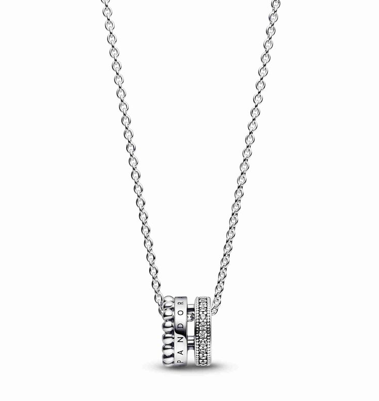 PANDORA™  Signature Logo Pave and Beads Necklace
