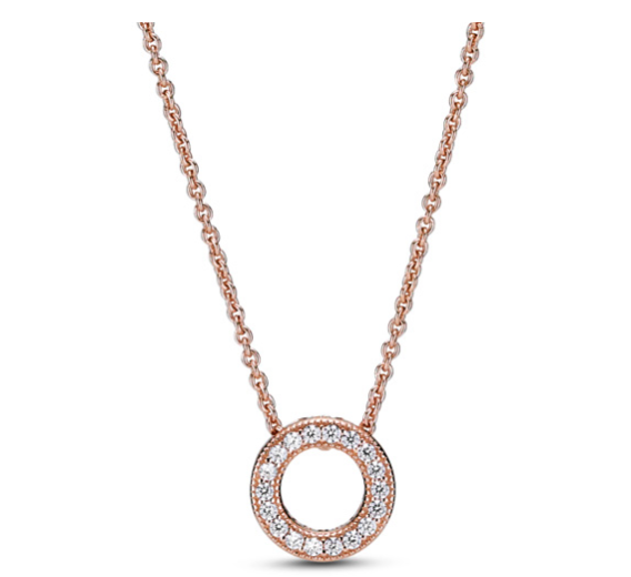 PANDORA™ Logo Pavé Circle Collier Necklace 14k Rose Gold Plating