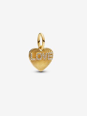 PANDORA™ 14K Gold Plated Engravable Love Heart Dangle Charm
