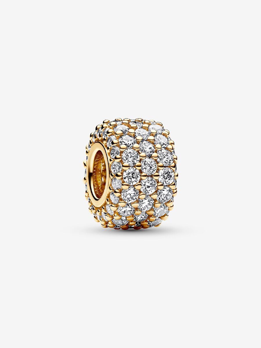PANDORA™ 14K Gold Plated Pave Triple Row Charm